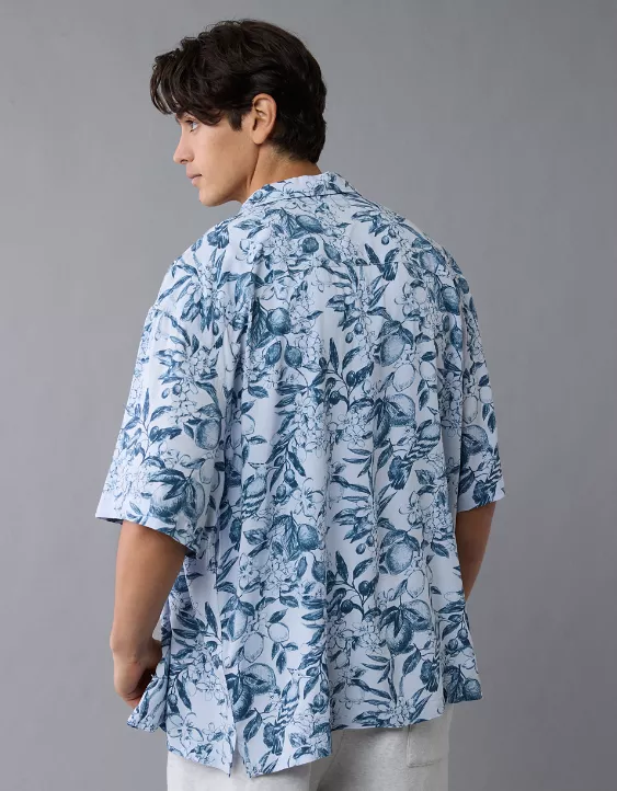 Aeo AE Poolside Floral Button-Up Shirt