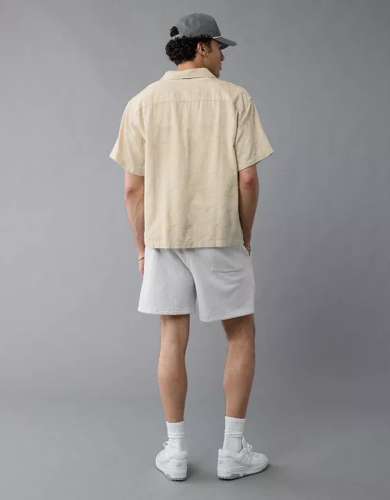 Aeo AE Poolside Linen-Blend Floral Button-Up Shirt