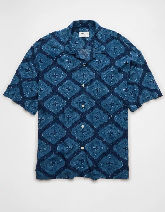 Aeo AE Poolside Printed Button-Up Shirt