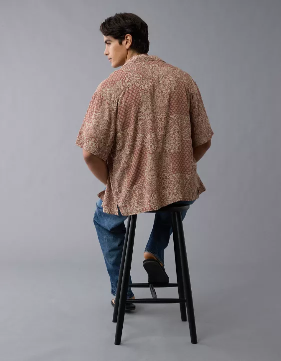 Aeo AE Poolside Printed Button-Up Shirt