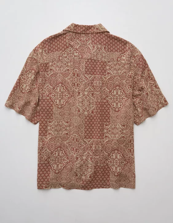 Aeo AE Poolside Printed Button-Up Shirt