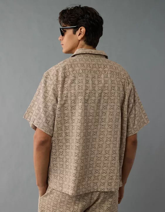 Aeo AE Poolside Printed Button-Up Shirt