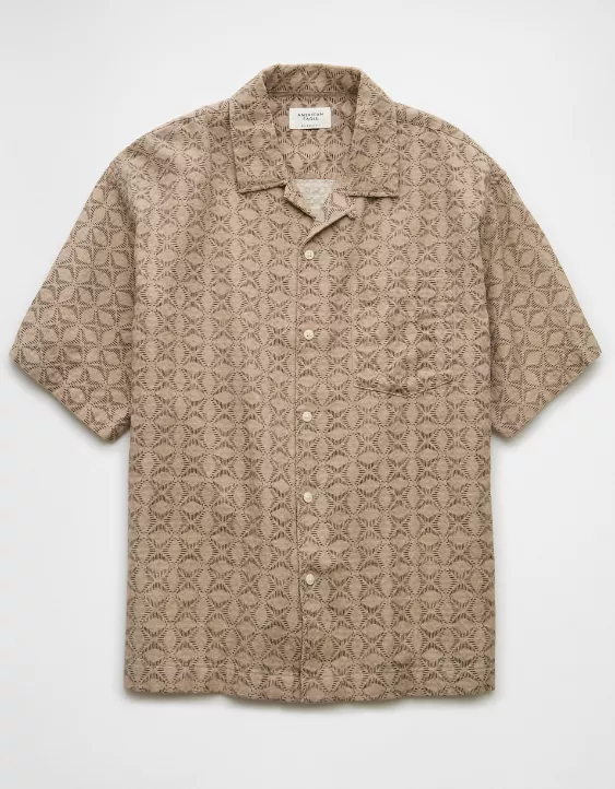 Aeo AE Poolside Printed Button-Up Shirt