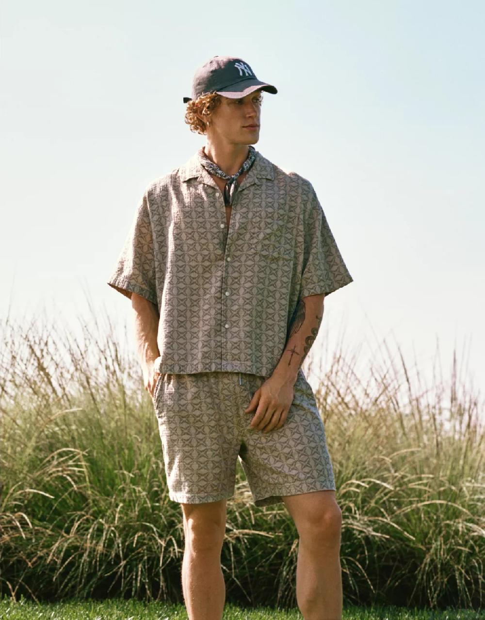 aeo AE Poolside Printed Button-Up Shirt