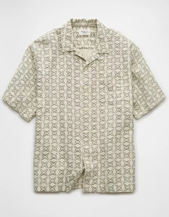 Aeo AE Poolside Printed Button-Up Shirt