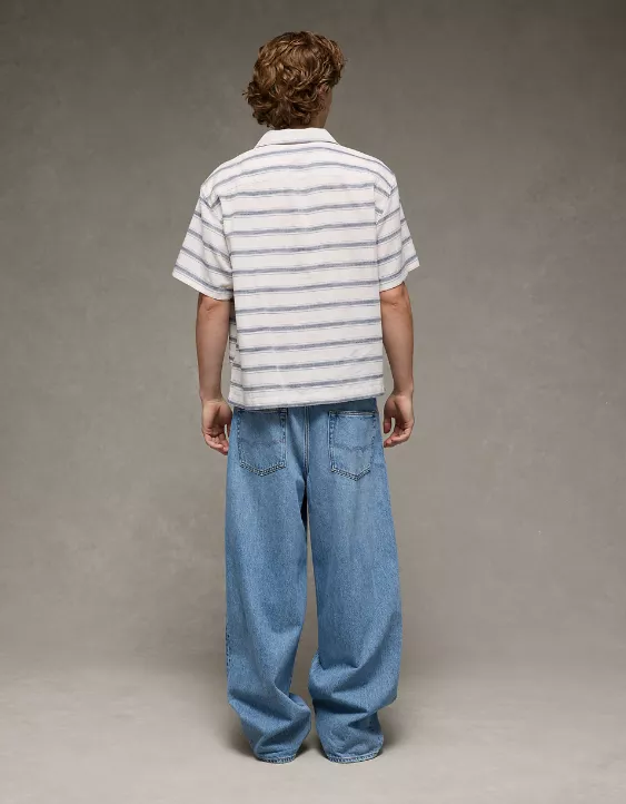 Aeo AE Poolside Striped Button-Up Shirt