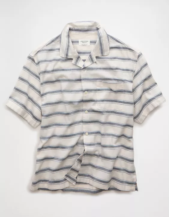 Aeo AE Poolside Striped Button-Up Shirt