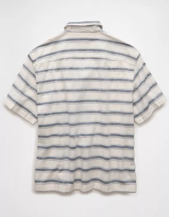 Aeo AE Poolside Striped Button-Up Shirt