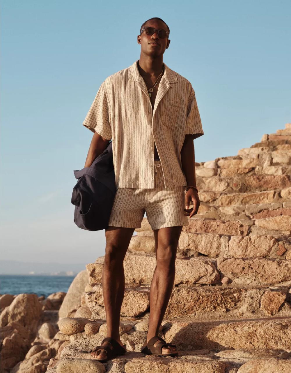 aeo AE Poolside Striped Button-Up Shirt