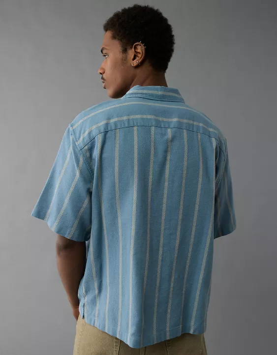 Aeo AE Poolside Striped Button-Up Shirt