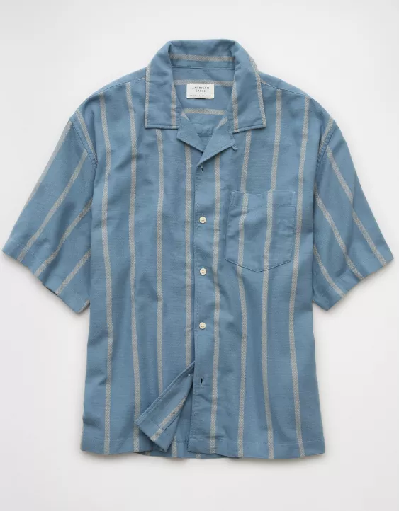 Aeo AE Poolside Striped Button-Up Shirt