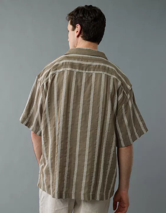 Aeo AE Poolside Striped Button-Up Shirt