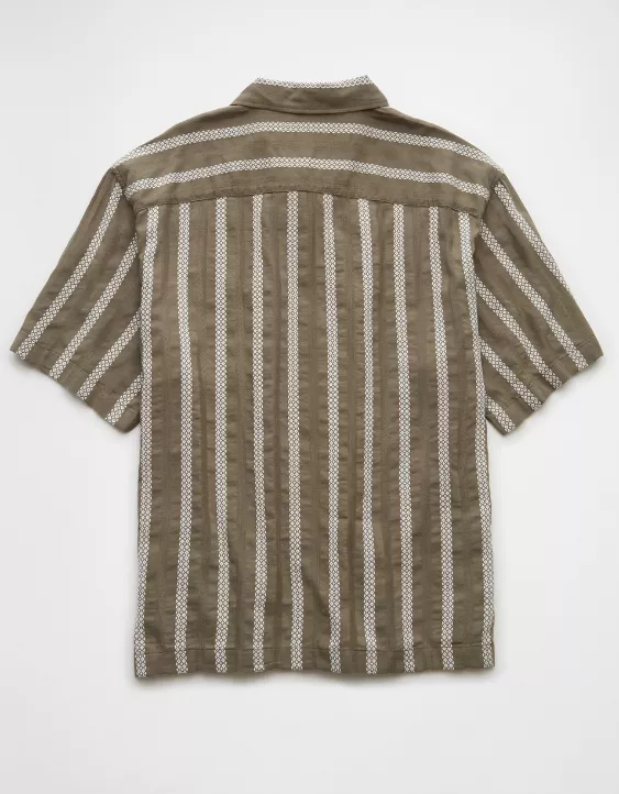 Aeo AE Poolside Striped Button-Up Shirt
