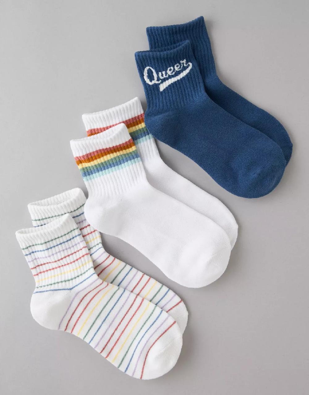 Aeo AE Pride Boyfriend Socks 3-Pack
