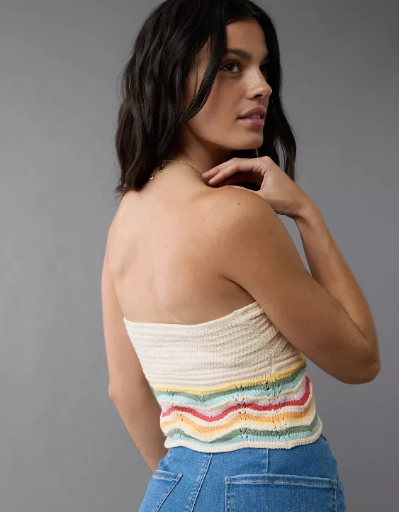 Aeo AE Pride Cropped Chevron Crochet Tube Top