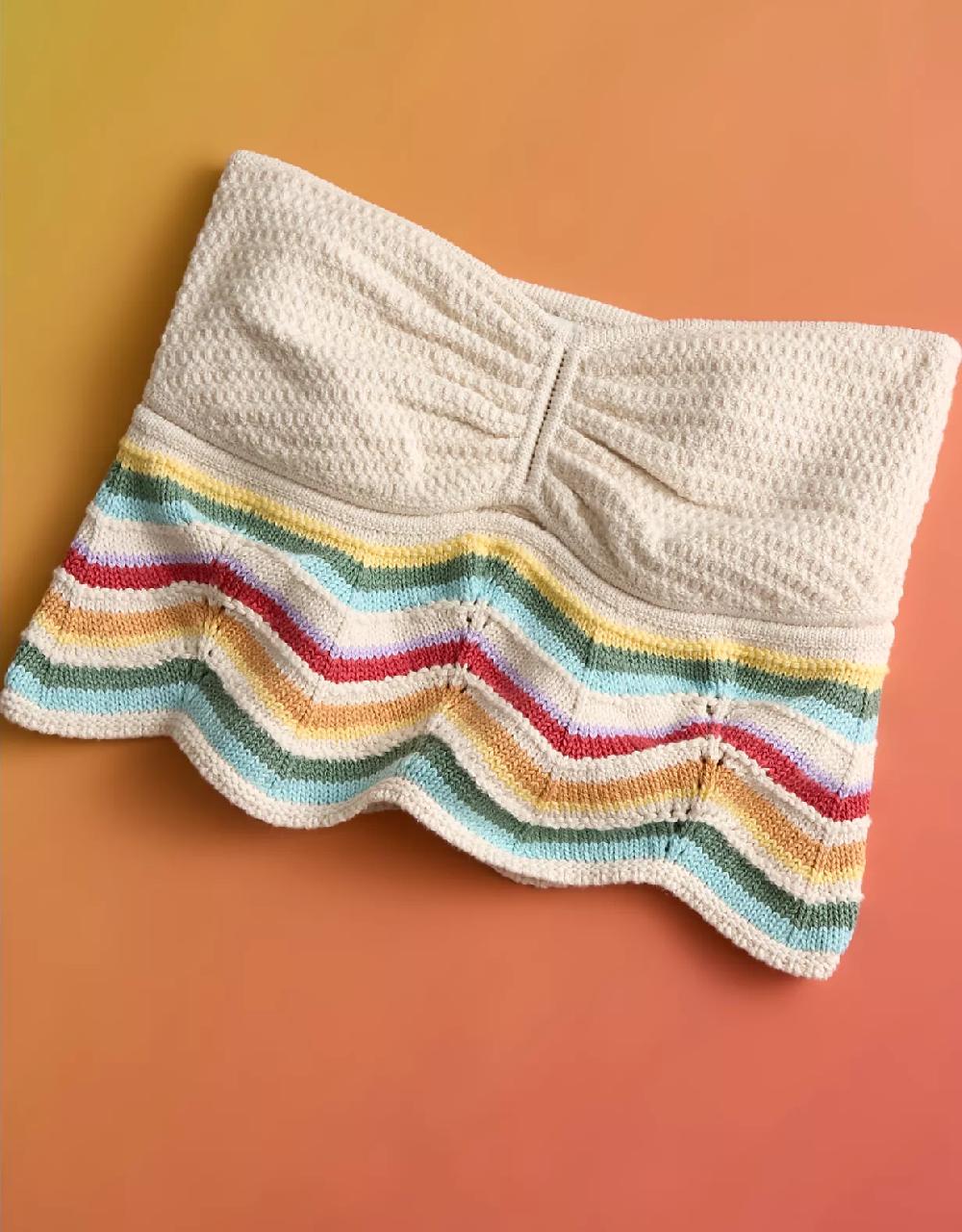 aeo AE Pride Cropped Chevron Crochet Tube Top