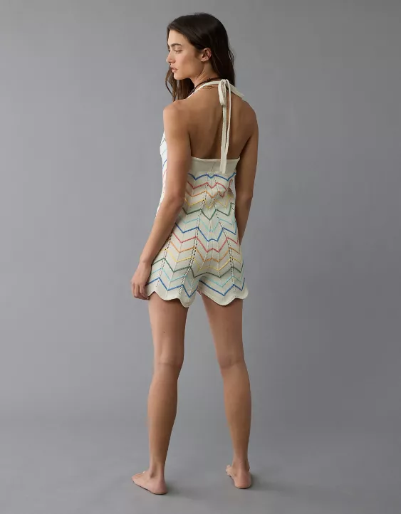Aeo AE Pride Halter Crochet Romper