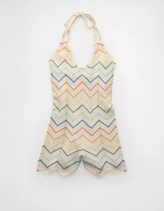 Aeo AE Pride Halter Crochet Romper