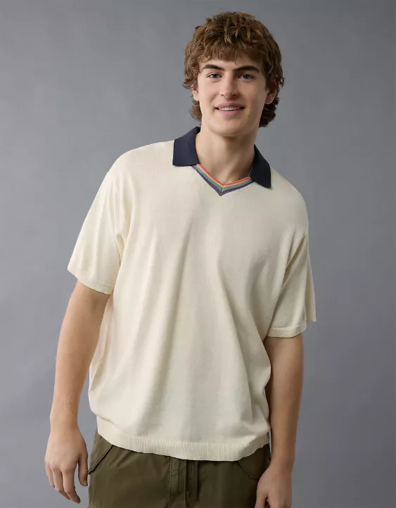 Aeo AE Pride Weekend Sweater Polo Shirt