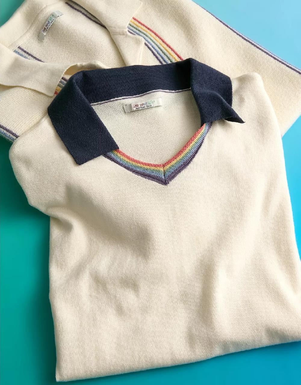 aeo AE Pride Weekend Sweater Polo Shirt