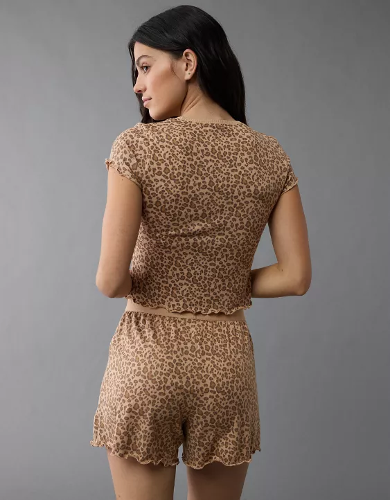 Aeo AE Printed Plush Baby Tee PJ Set