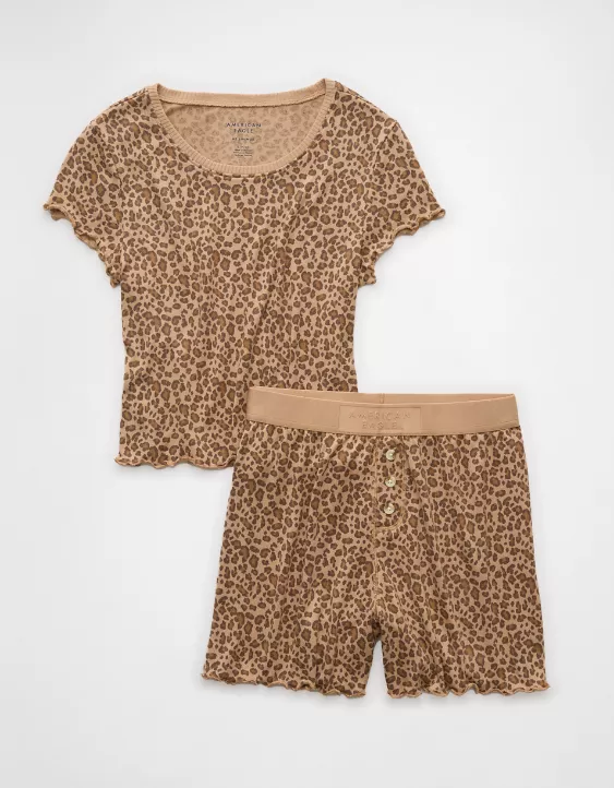 Aeo AE Printed Plush Baby Tee PJ Set