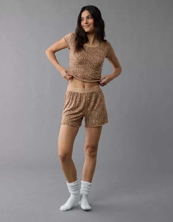 Aeo AE Printed Plush Baby Tee PJ Set