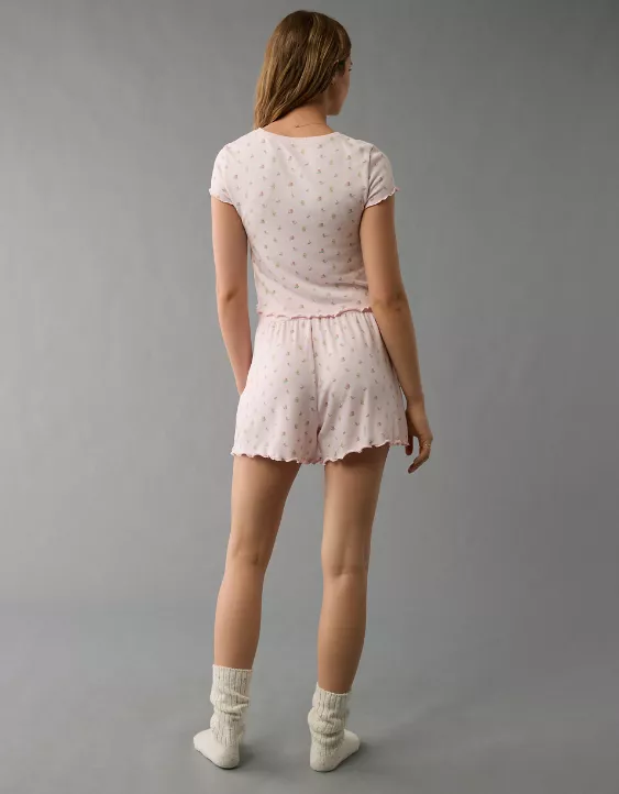 Aeo AE Printed Plush Baby Tee PJ Set