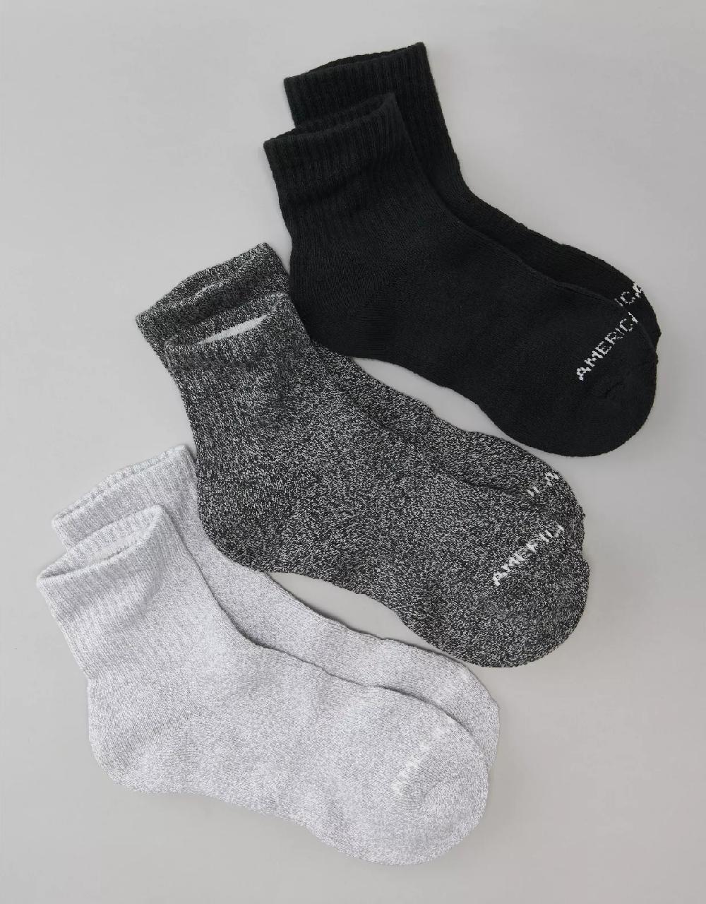 aeo AE Quarter Crew Socks 3-Pack