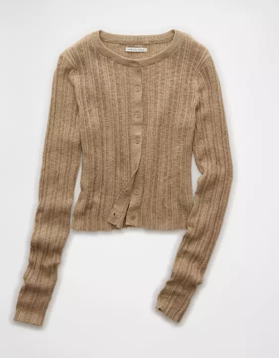 Aeo AE Ribbed Crew Neck Cardigan