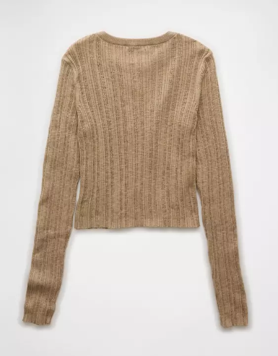 Aeo AE Ribbed Crew Neck Cardigan