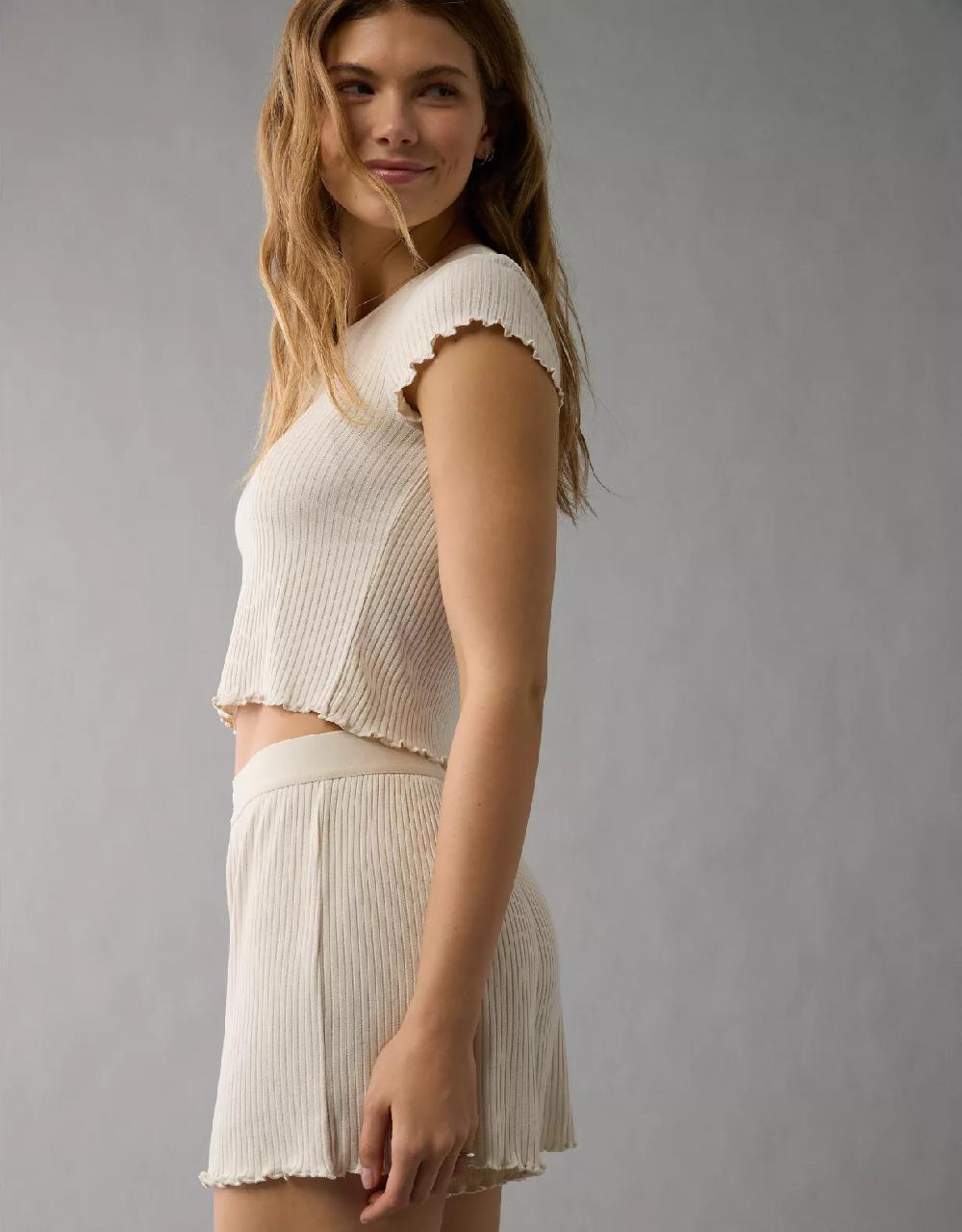 aeo AE Ribbed Plush Baby Tee PJ Set