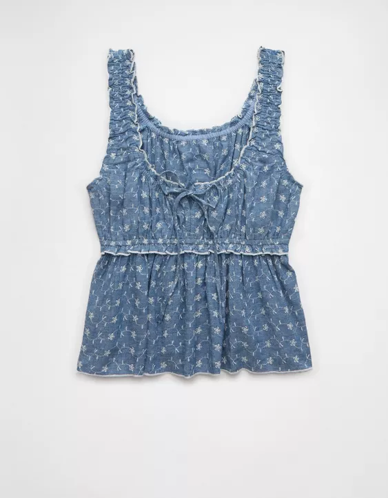 Aeo AE Ruched Strap Cropped Tank Top