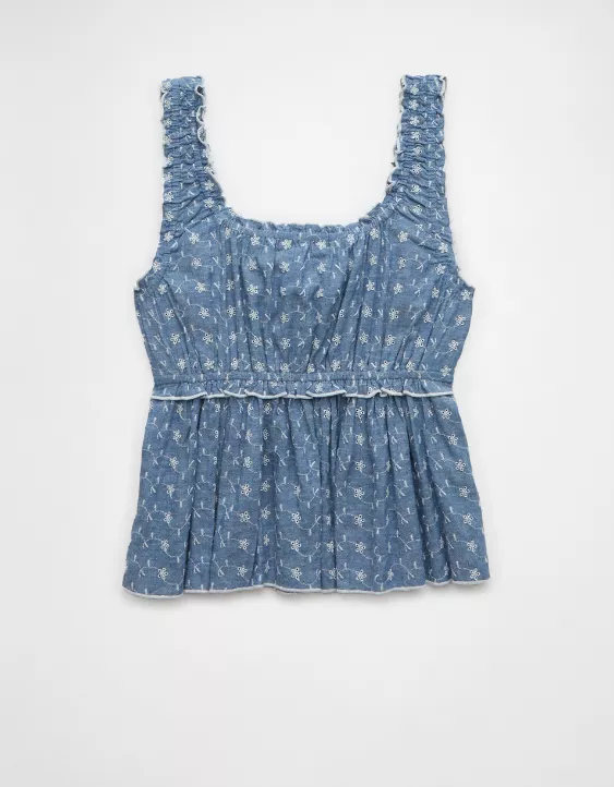 Aeo AE Ruched Strap Cropped Tank Top