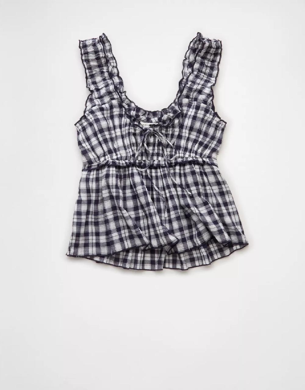 aeo AE Ruched Strap Cropped Tank Top