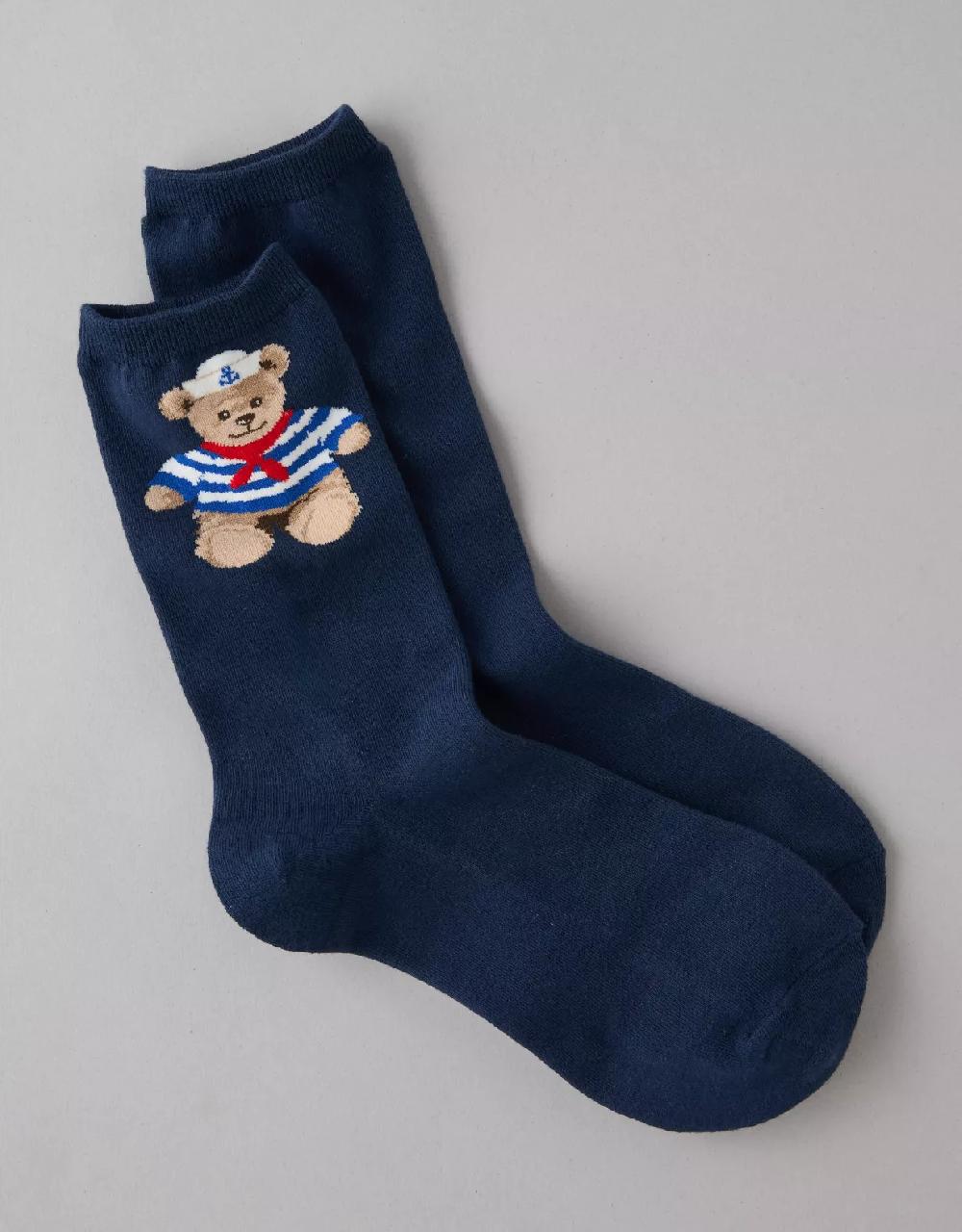 aeo AE Sailor Teddy Bear Crew Socks