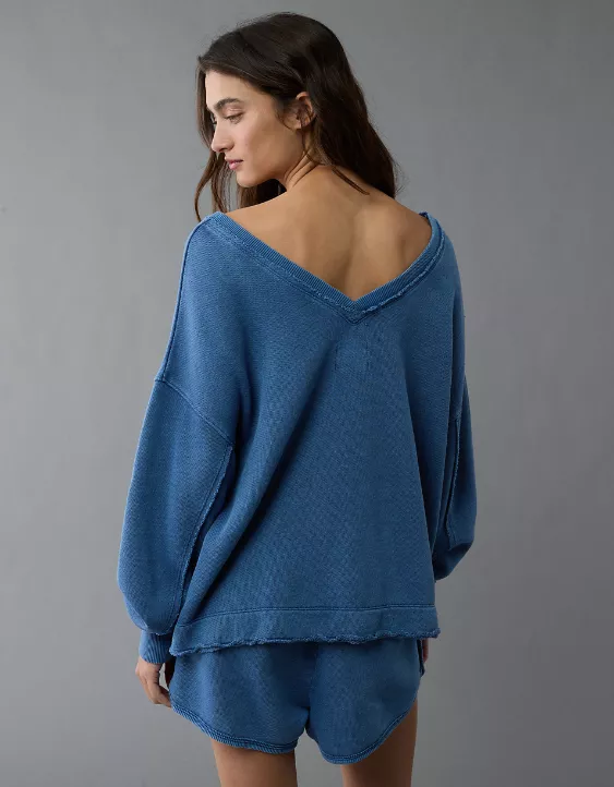 Aeo AE Saltwash Double V-Neck Sweatshirt