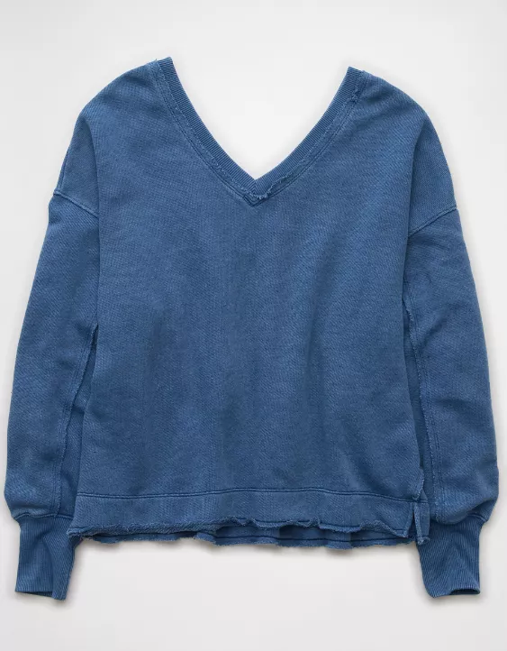 Aeo AE Saltwash Double V-Neck Sweatshirt