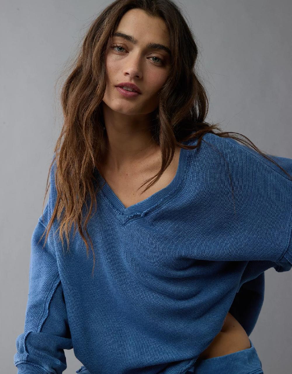 aeo AE Saltwash Double V-Neck Sweatshirt