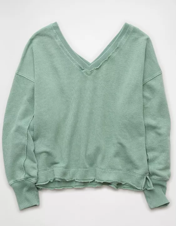 Aeo AE Saltwash Double V-Neck Sweatshirt