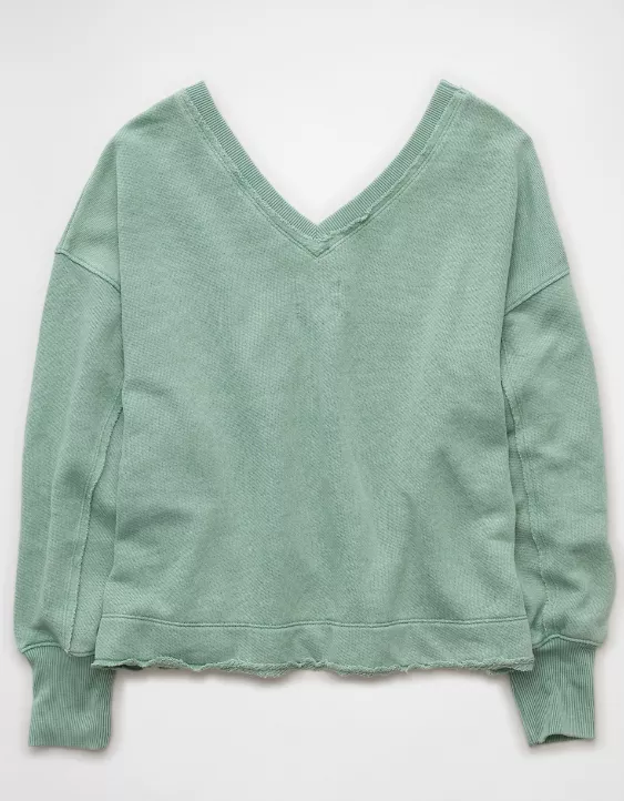 Aeo AE Saltwash Double V-Neck Sweatshirt