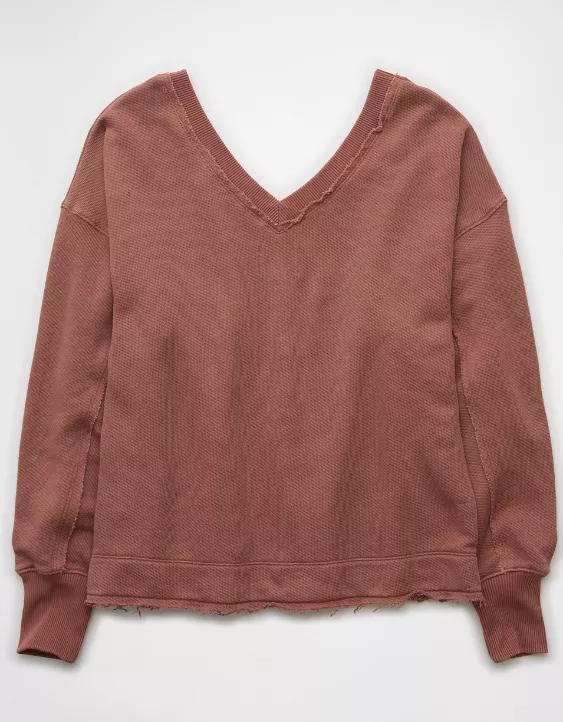 Aeo AE Saltwash Double V-Neck Sweatshirt