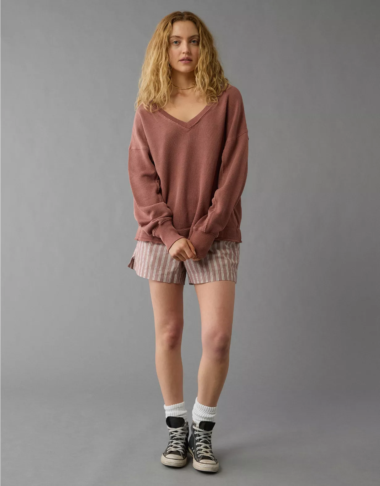 aeo AE Saltwash Double V-Neck Sweatshirt