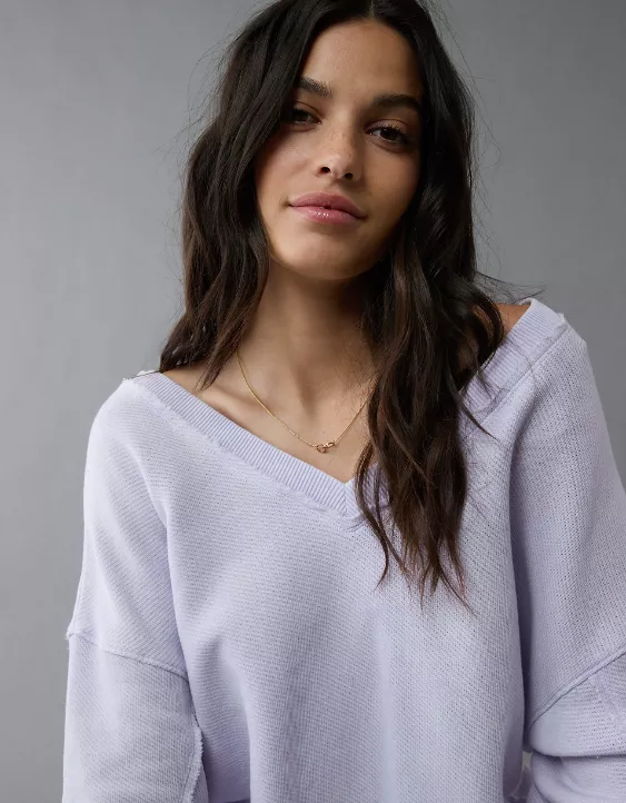 Aeo AE Saltwash Double V-Neck Sweatshirt