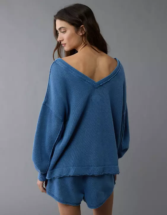 Aeo AE Saltwash Double V-Neck Sweatshirt