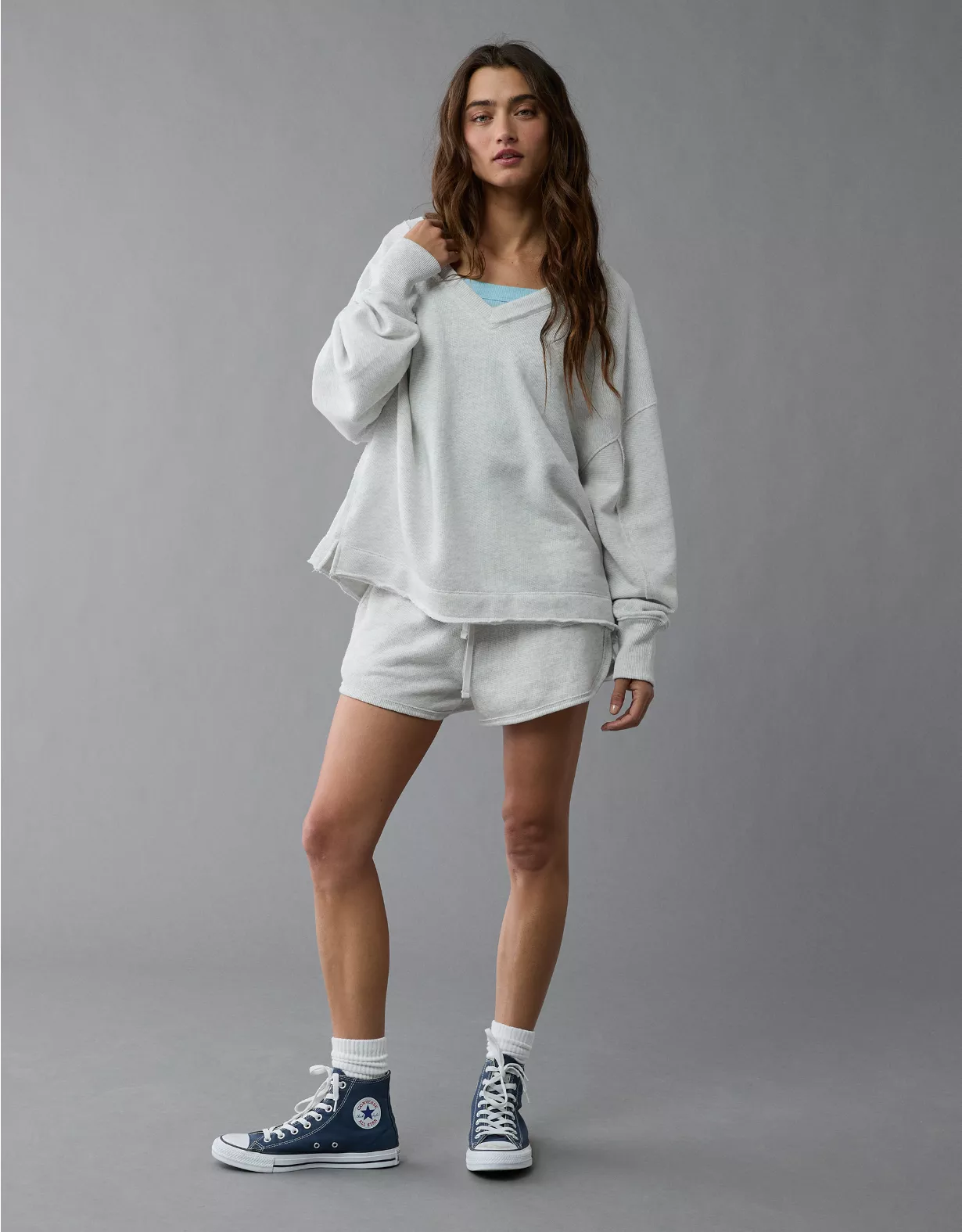 aeo AE Saltwash Double V-Neck Sweatshirt