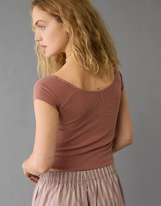 Aeo AE Saltwash V-Neck Baby Tee