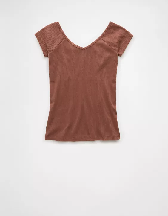 Aeo AE Saltwash V-Neck Baby Tee