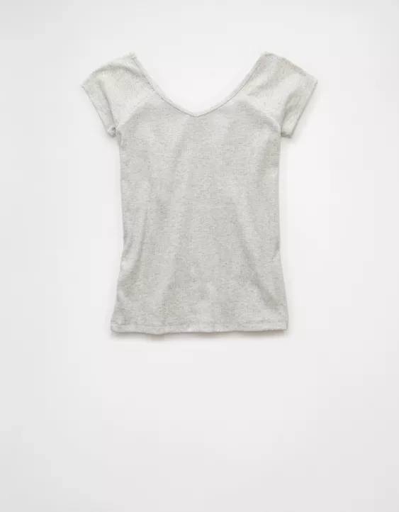 Aeo AE Saltwash V-Neck Baby Tee