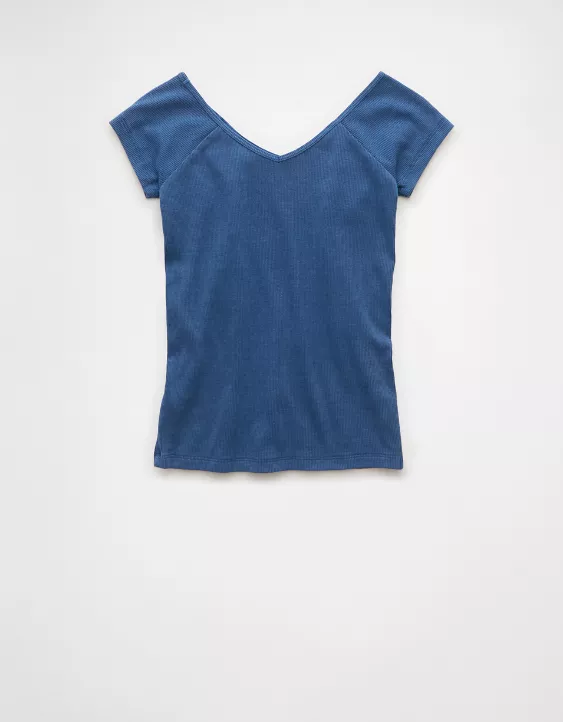 Aeo AE Saltwash V-Neck Baby Tee
